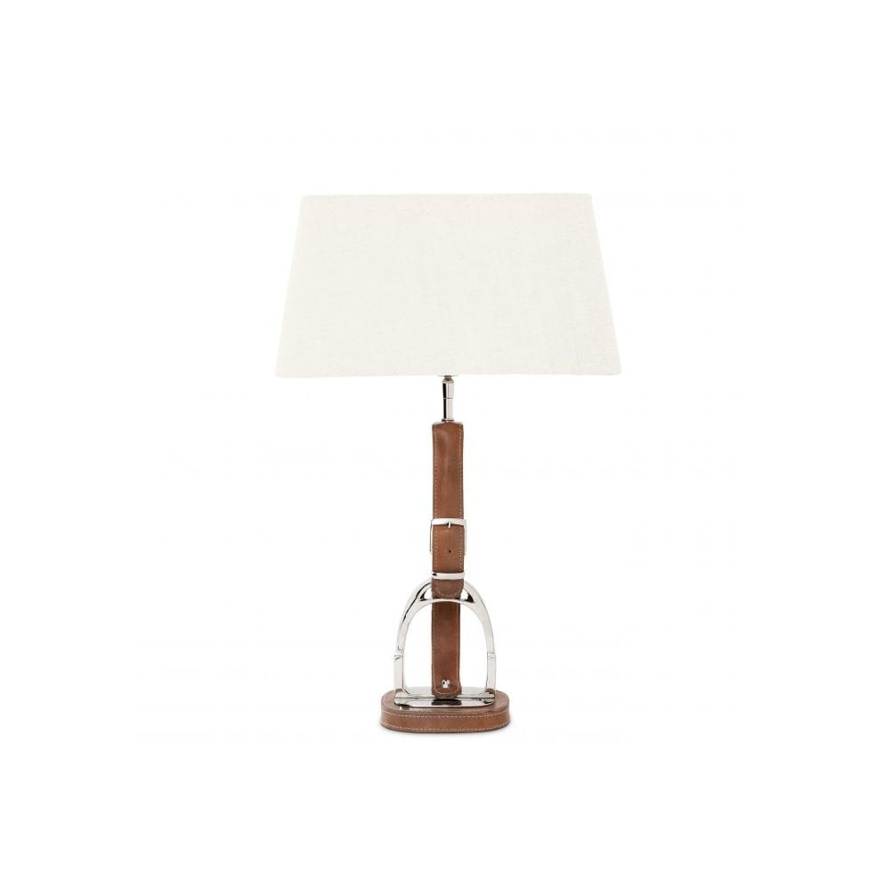 Table Lamp Olympia Equestrian, Nickel Finish, Tan Leather