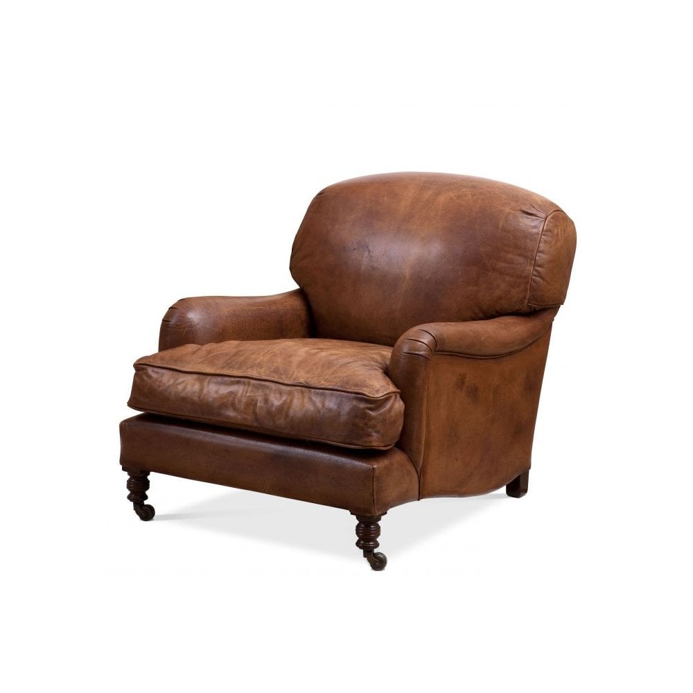 Chair Highbury Estate, Tobacco Leather, Brown Legs