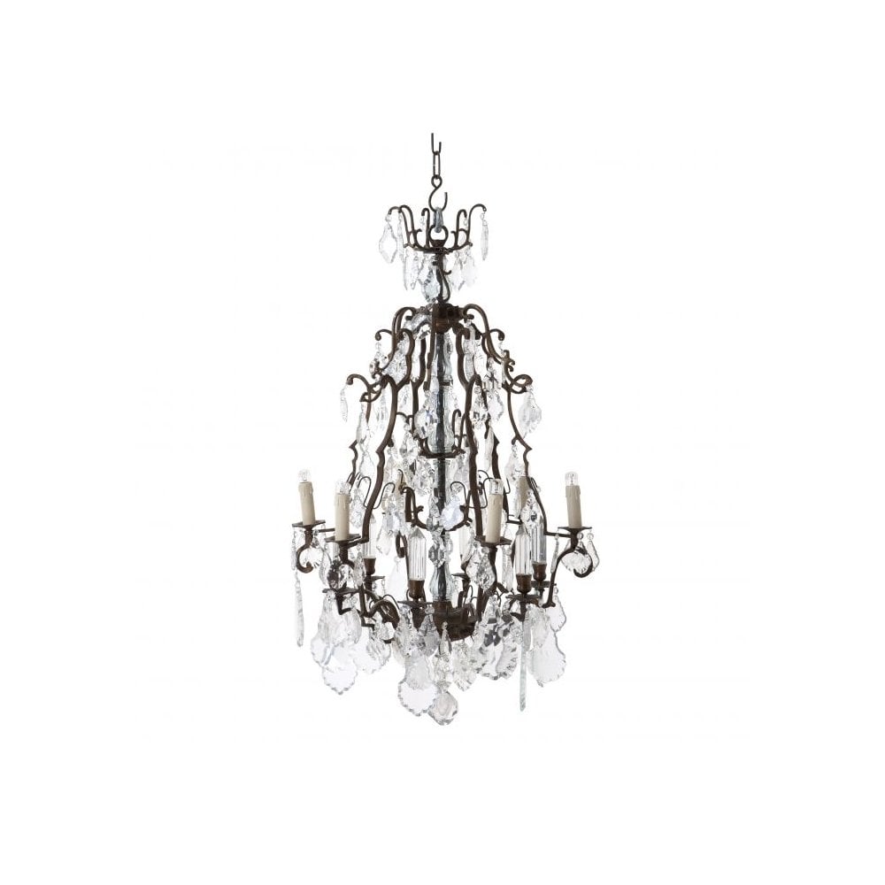 Luster Château De Wideville, Antique Brass Finish, Clear Glass