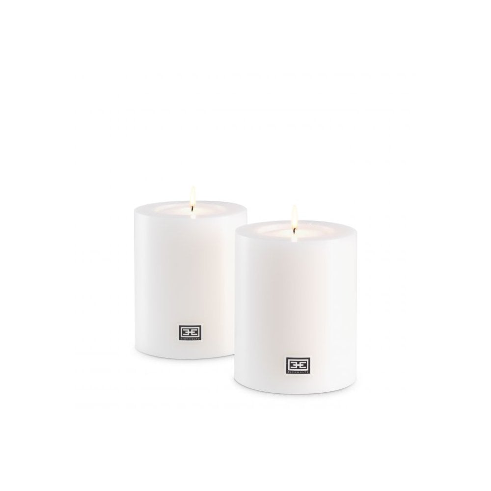 Artificial Candle ø 10 x H. 12 cm set of 2, White