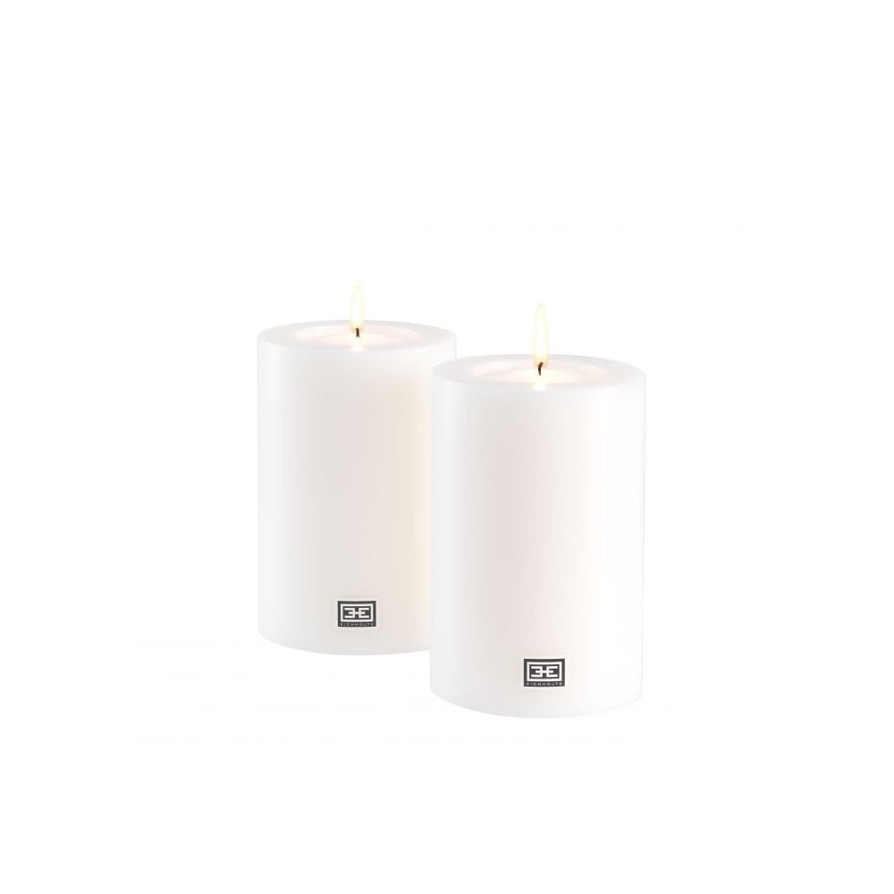 Artificial Candle ø 10 x H. 15 cm set of 2, White