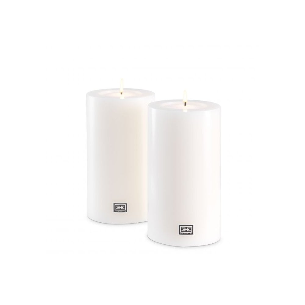 Artificial Candle ø 10 x H. 18 cm set of 2, White