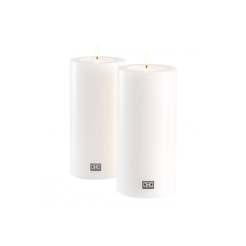 Artificial Candle ø 10 x H. 21 cm set of 2, White