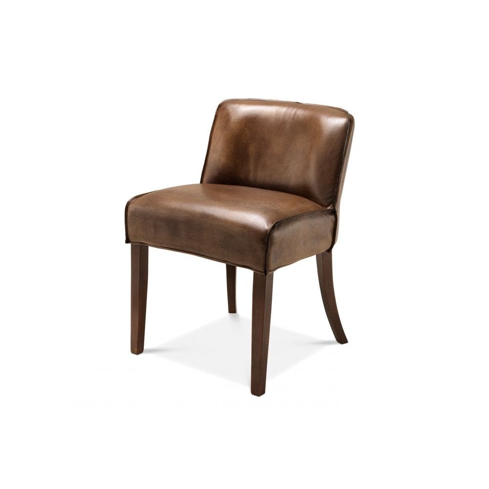 Dining Chair Barnes, Tobacco Leather, Brown Legs