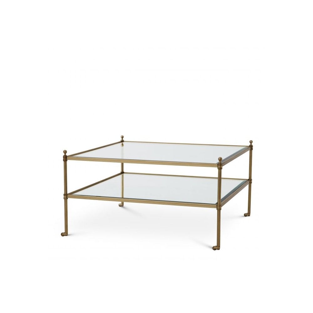 Coffee Table Aubrey, Aged Brass Finish, Bevelled Glass