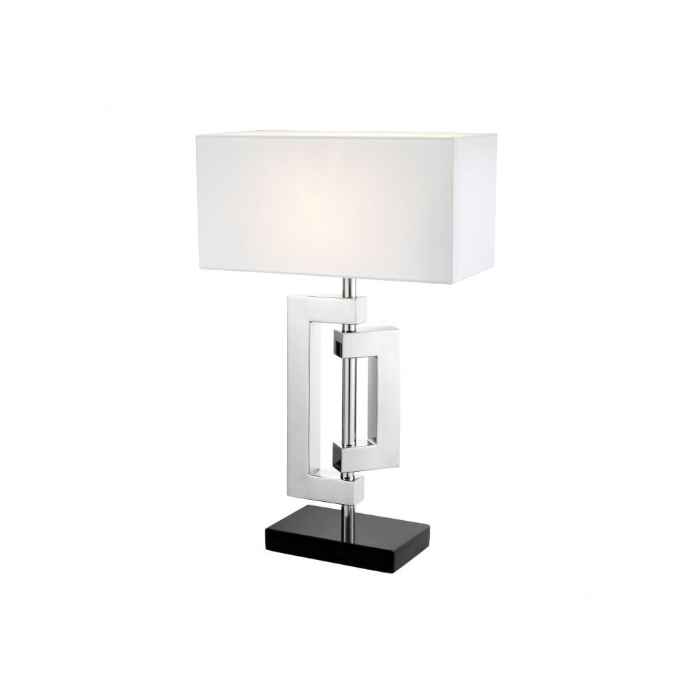 Table Lamp Leroux, Polished Stainless Steel, Granite Base