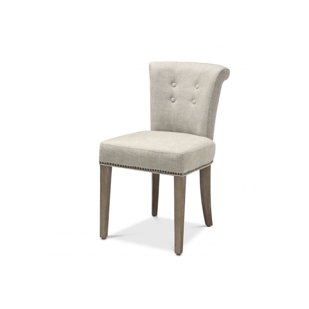 Dining Chair Key Largo, Off-White Linen, Natural Legs