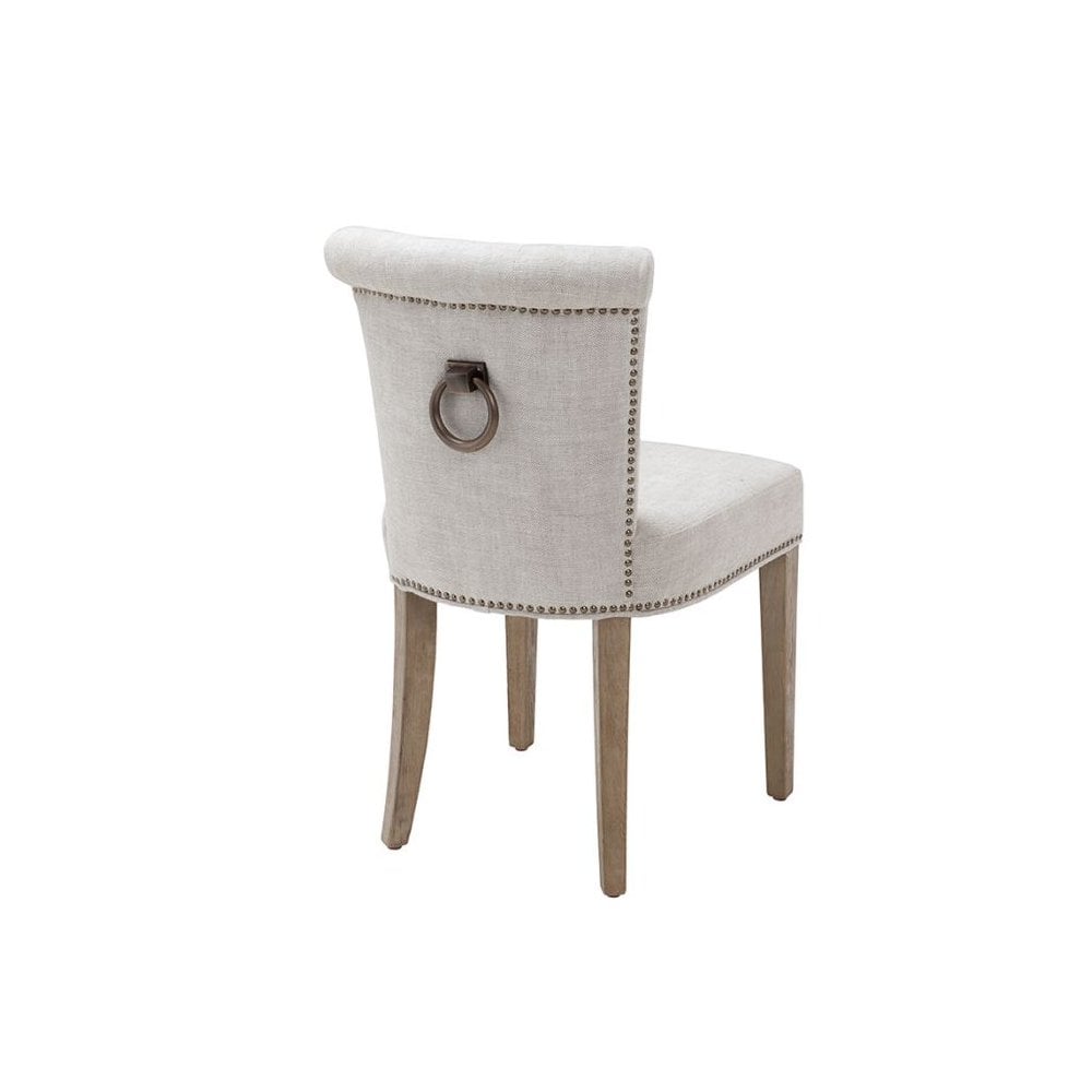 Dining Chair Key Largo, Off-White Linen, Natural Legs