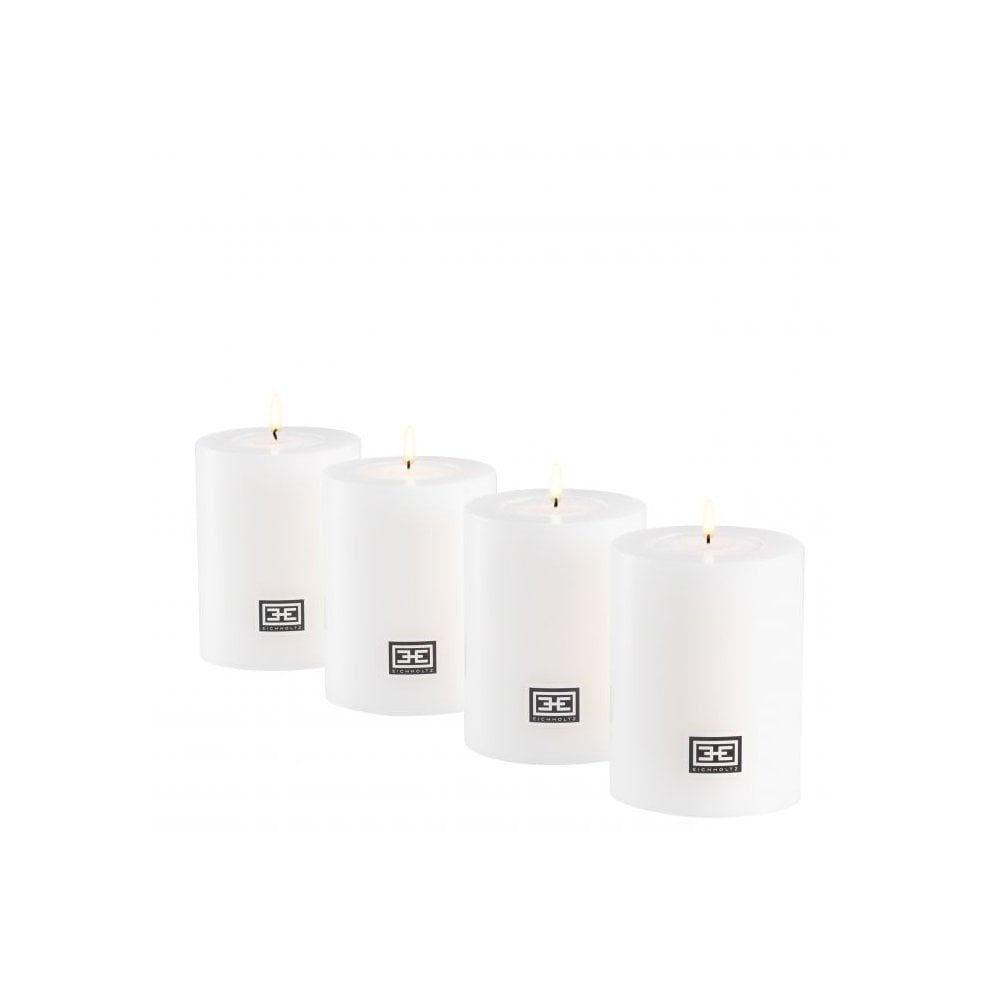 Artificial Candle ø 7 x H. 9 cm set of 4, White