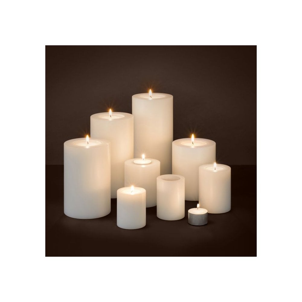 Artificial Candle ø 7 x H. 9 cm set of 4, White