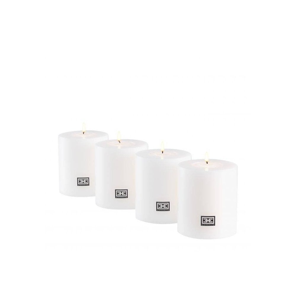 Artificial Candle ø 8 x H. 9 cm set of 4, White