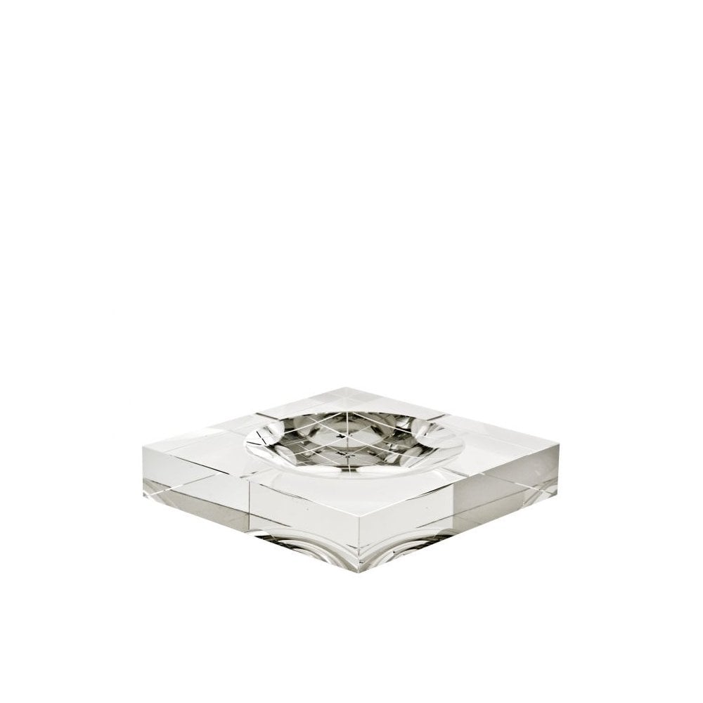 Ashtray Alessandro, Crystal Glass Ash Tray, Square