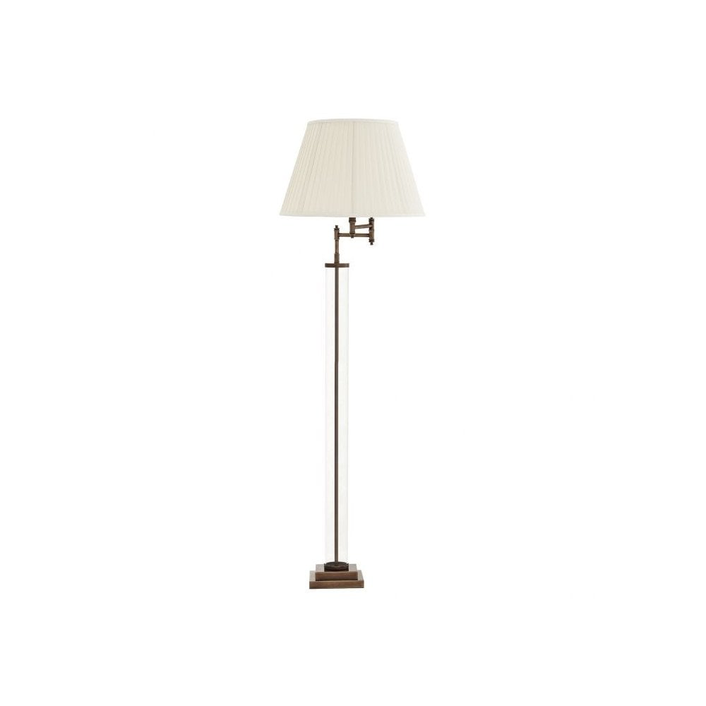 Floor Lamp Beaufort, Brass Finish, Clear Glass, Swing Arm