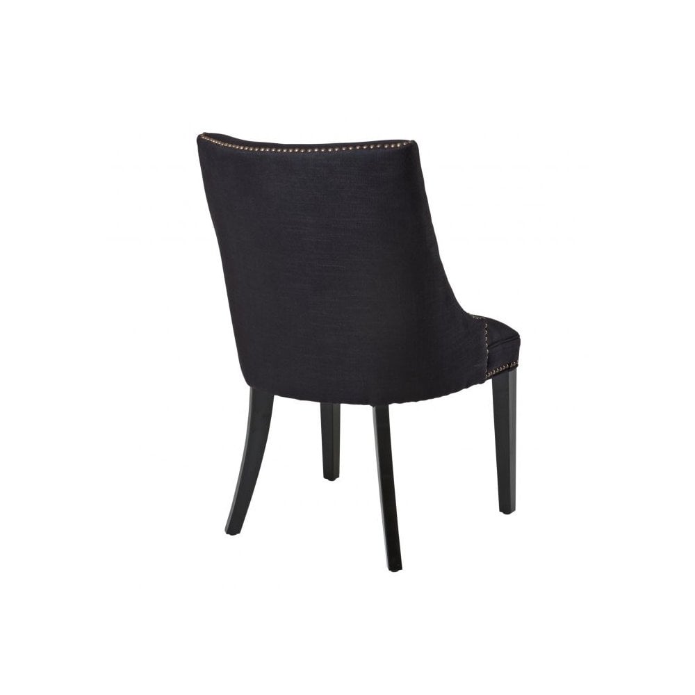 Dining Chair Bermuda, Black Blend, Black Legs, Antique Bronze Nails