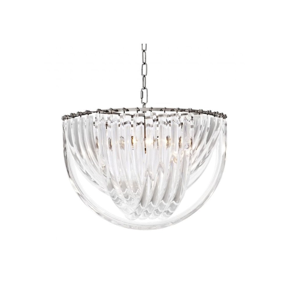 Chandelier Murano ø 50 cm, Clear Acrylic, Nickel Finish