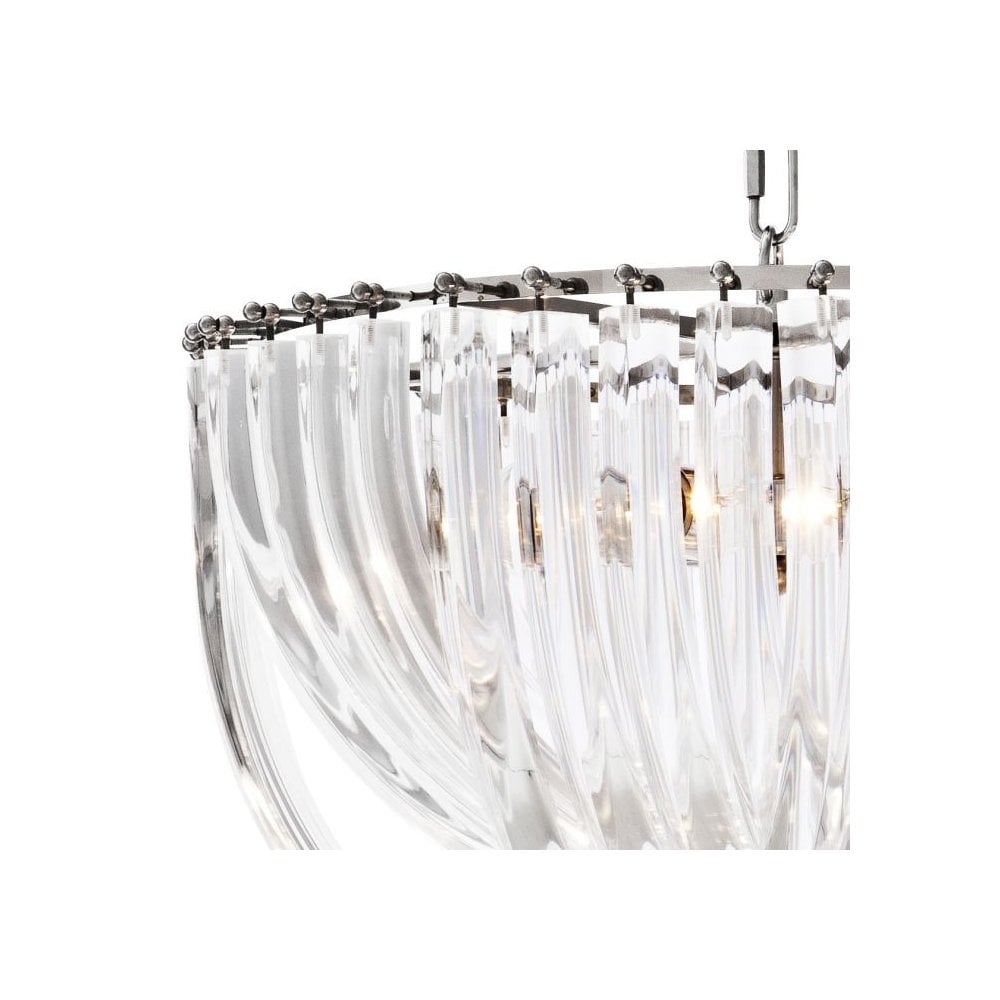 Chandelier Murano ø 50 cm, Clear Acrylic, Nickel Finish