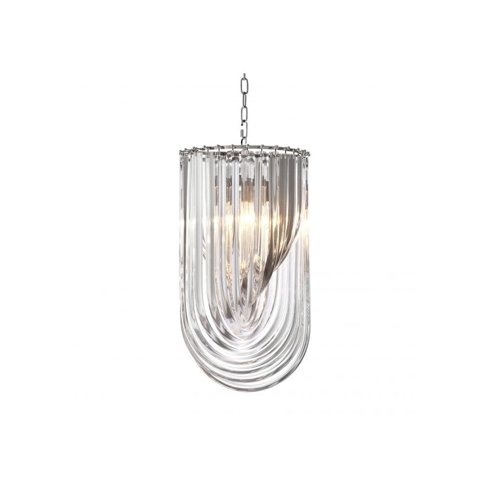 Chandelier Murano ø 35 cm, Clear Acrylic, Nickel Finish