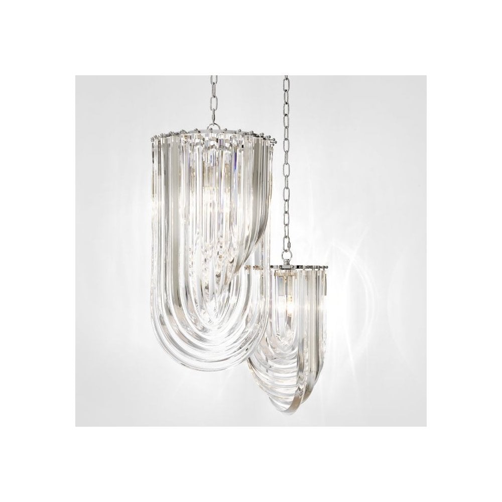 Chandelier Murano ø 35 cm, Clear Acrylic, Nickel Finish