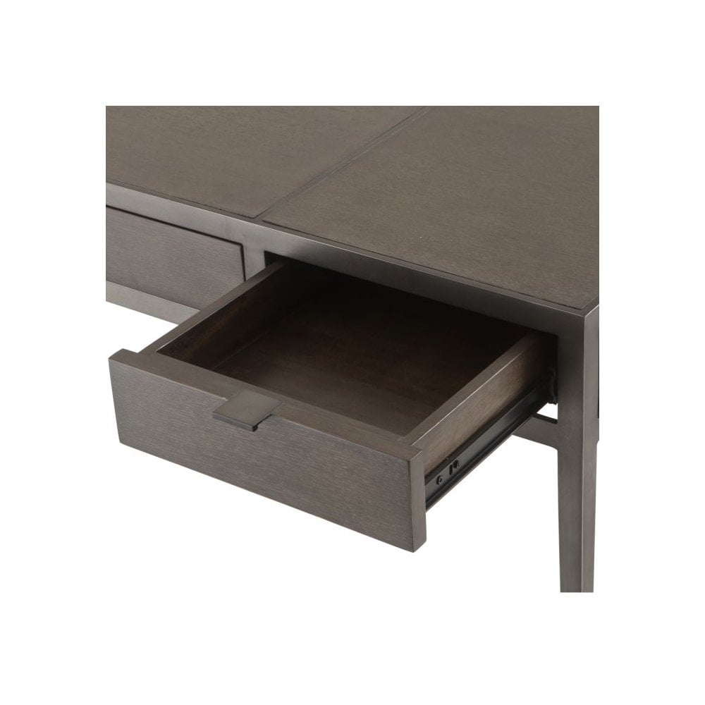 Desk Scavullo, Charcoal Brown Oak Veneer, Bronze Finish