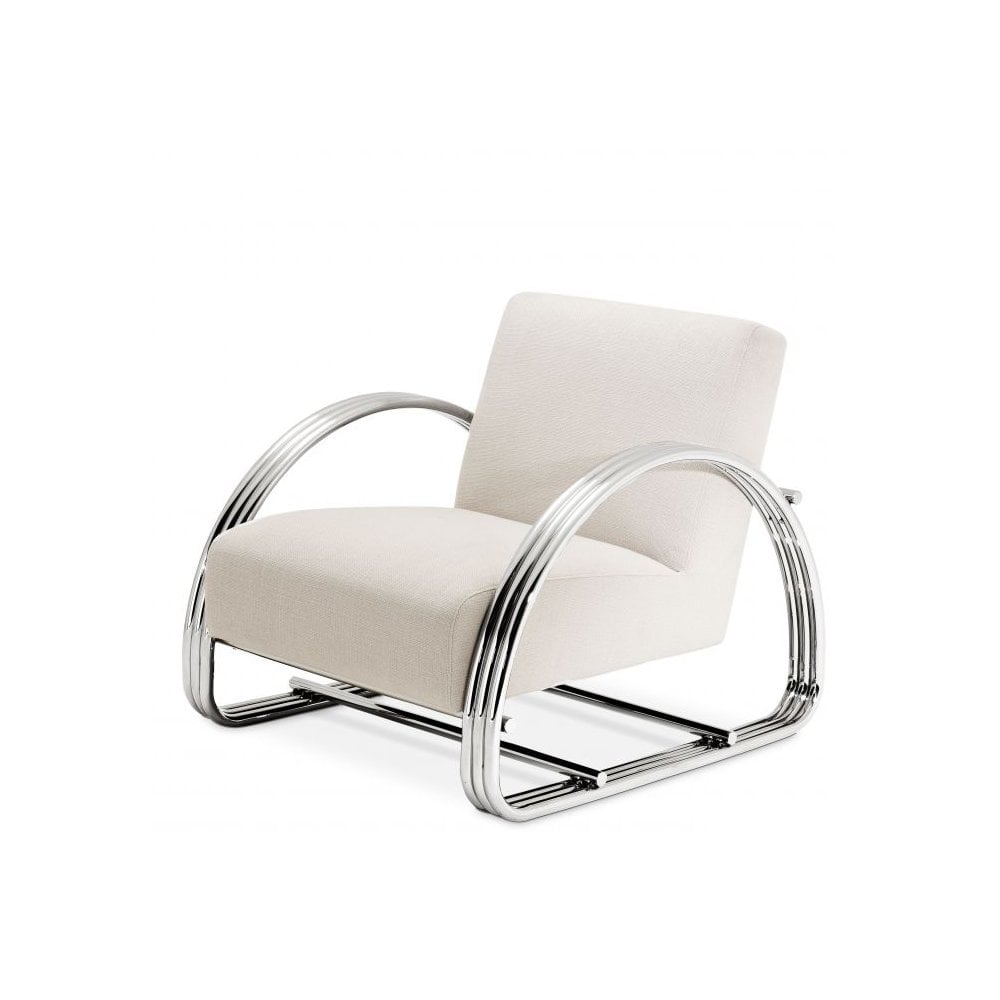 Chair Basque, Polished Stainless Steel, Panama Natural