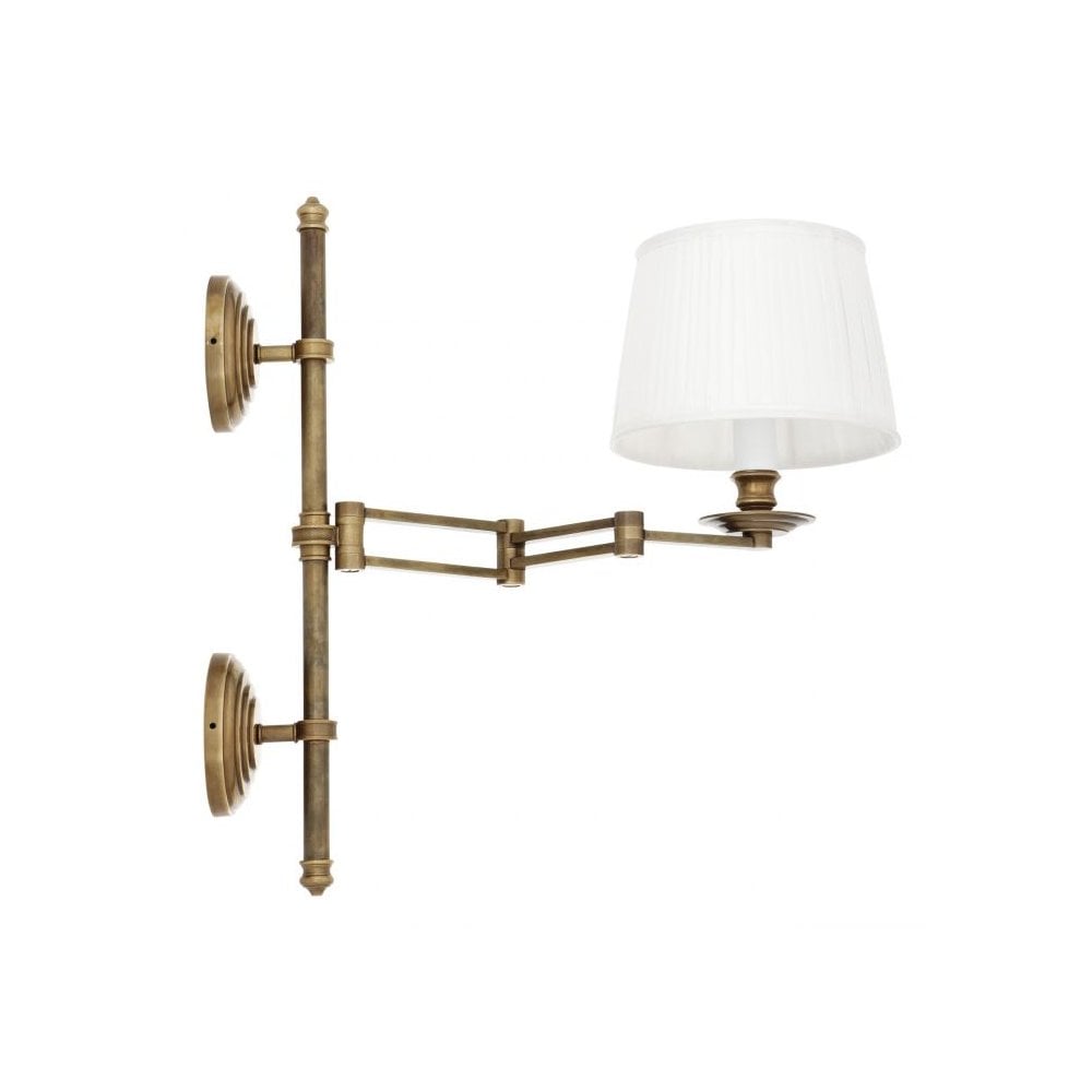 Wall Lamp Favonius, Vintage Brass Finish, Swing Arm