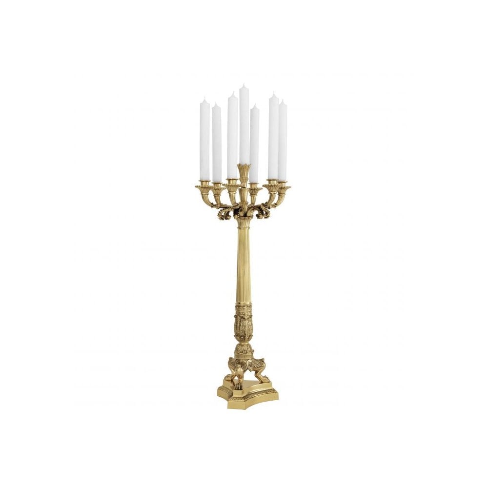 Candle Holder Jefferson, Polished Brass, Granite Base