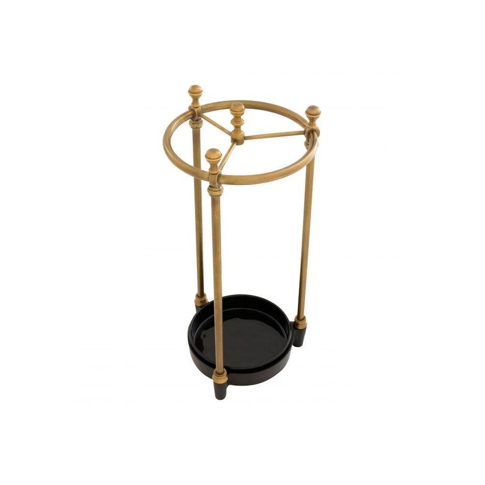 Umbrella Stand Artman, Antique Brass Finish, Black Drip Tray