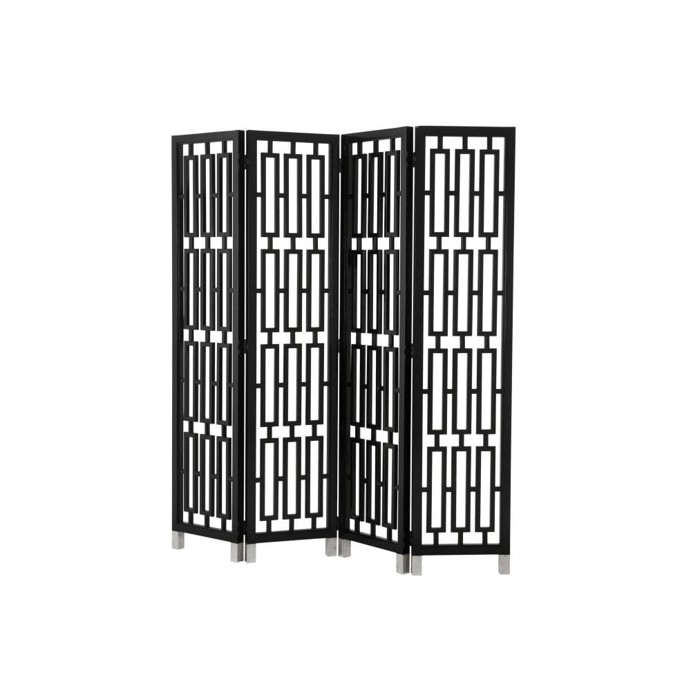 Folding Screen Geometric, Piano Black Finish