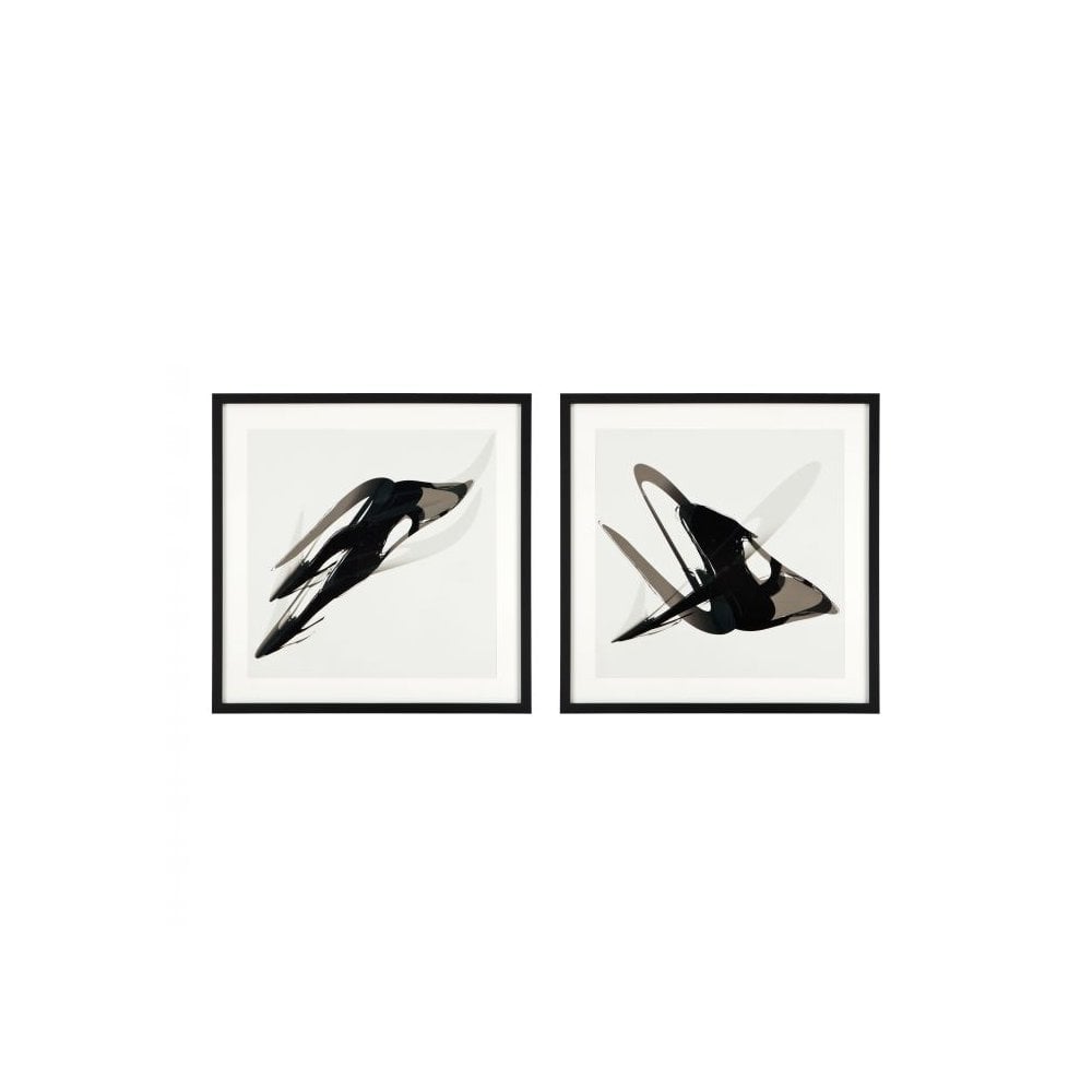 Prints Ivan Melotti set of 2, Black Wooden Frame, Clear Glass