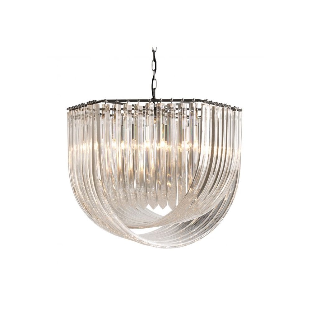 Chandelier Hyères, Clear Acrylic, Nickel Finish