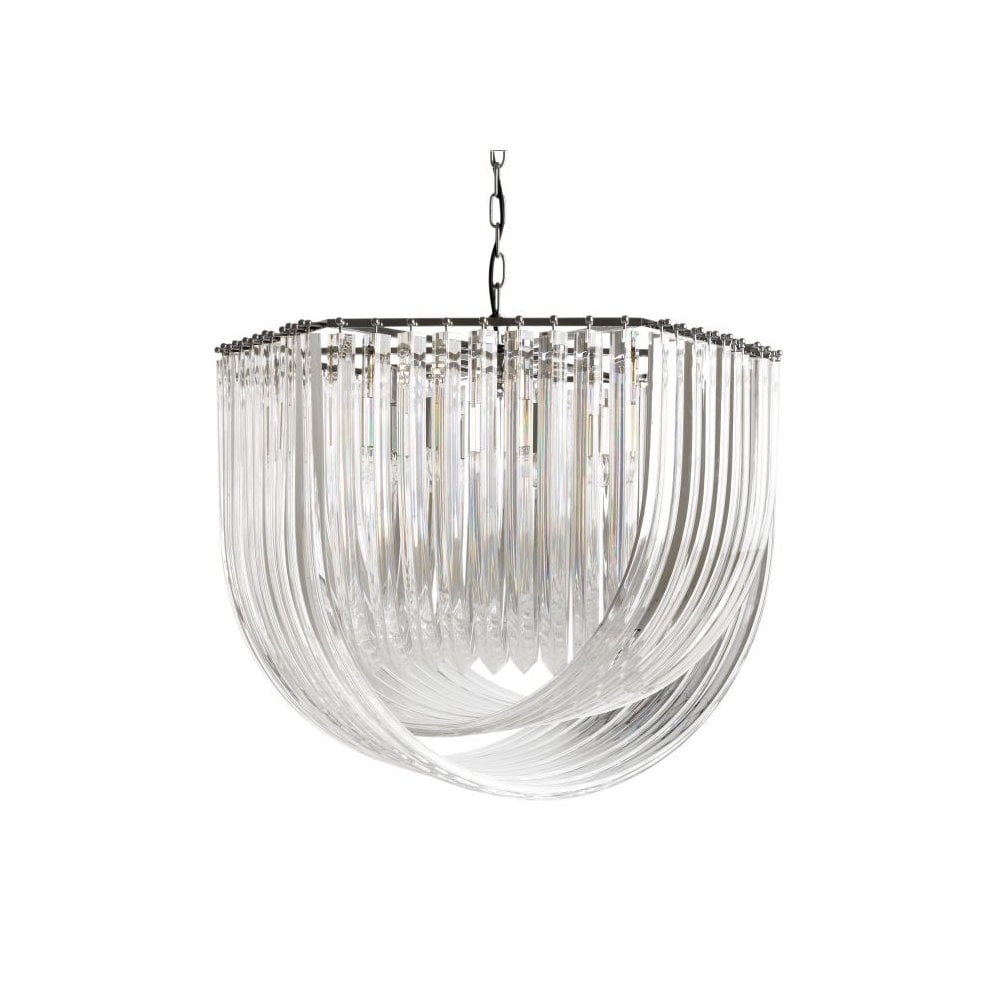 Chandelier Hyères, Clear Acrylic, Nickel Finish