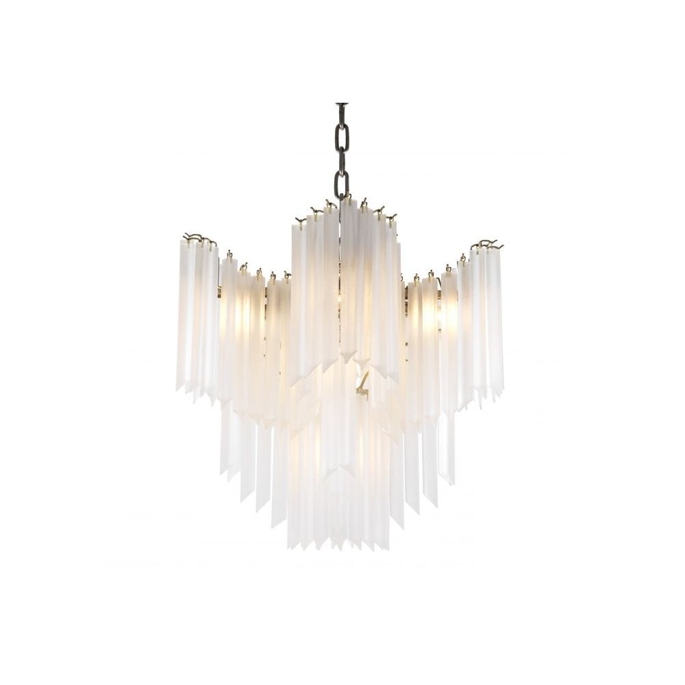 Chandelier Pulsar, Nickel Finish, Frosted Glass