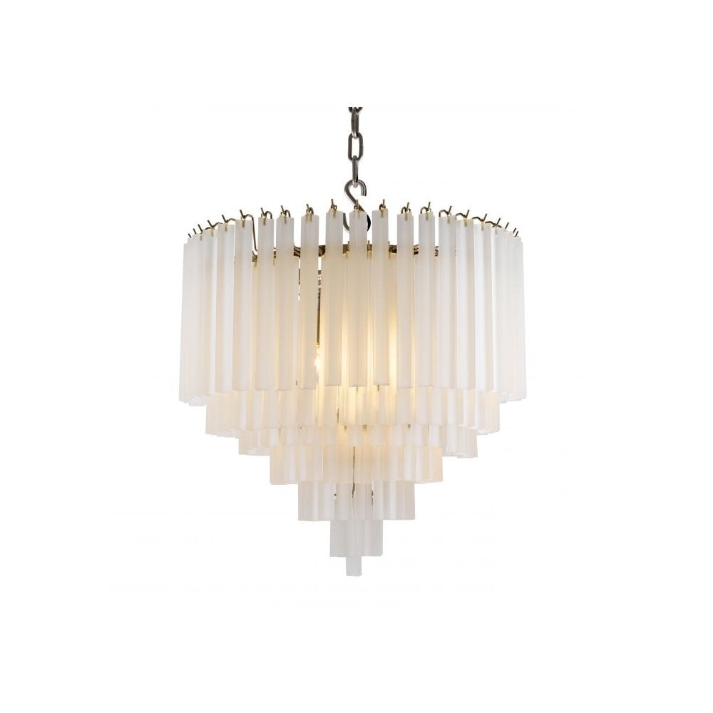 Chandelier Nova, Nickel Finish, Frosted Glass