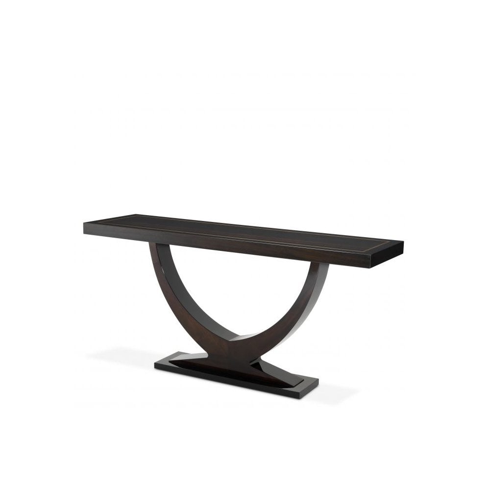 Console Table Umberto, High Gloss Smoked Eucalyptus Figured Veneer