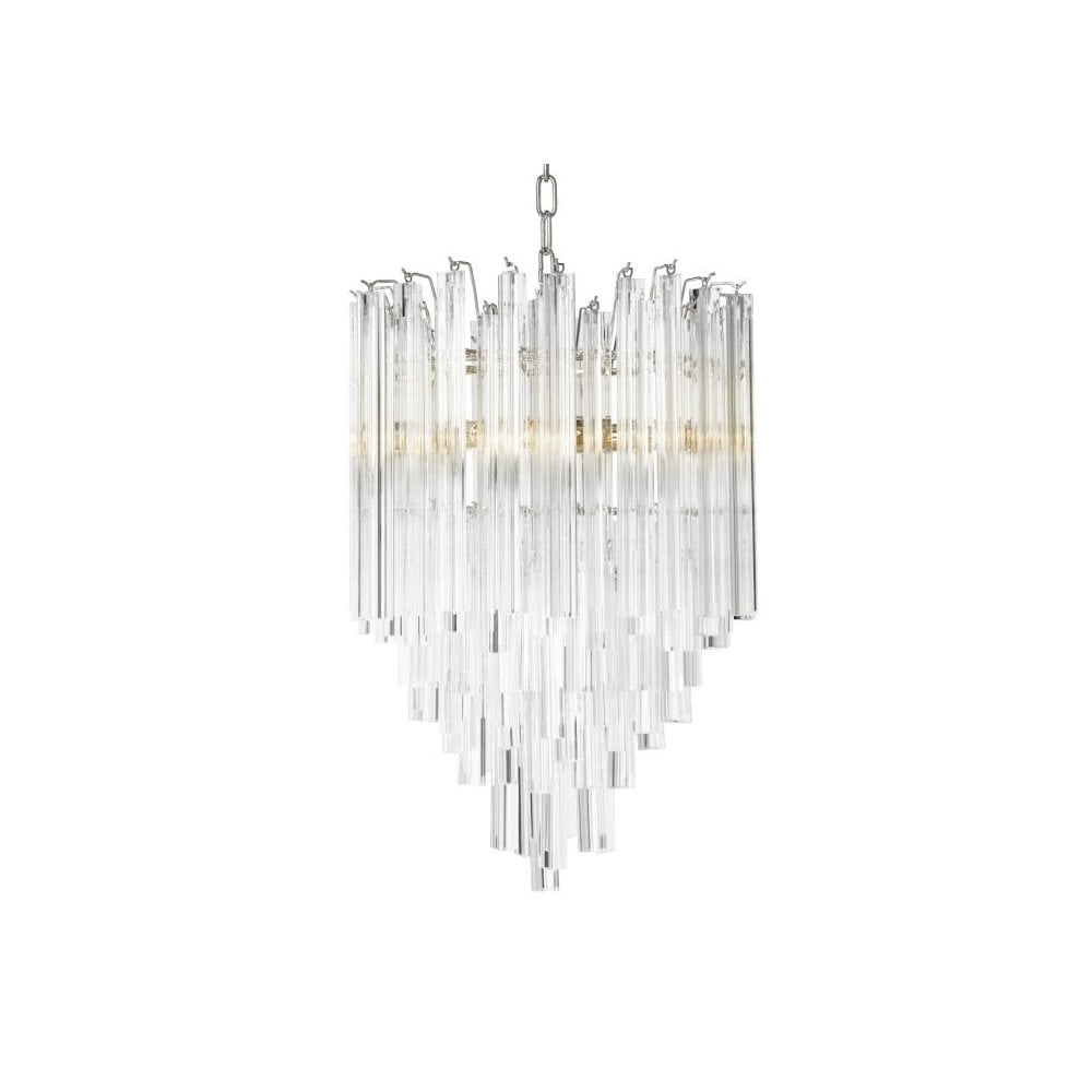 Chandelier Salerno, Nickel Finish, Clear Glass