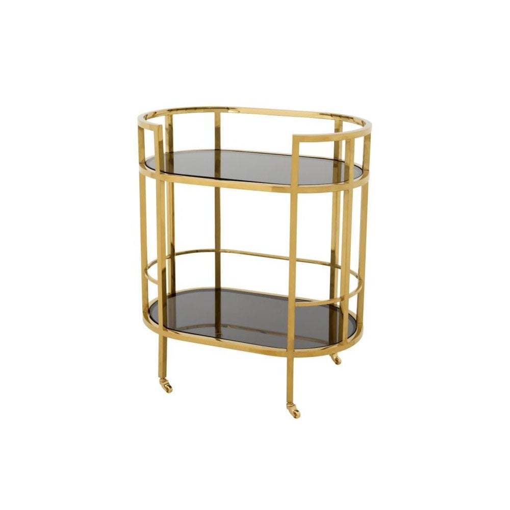 Trolley Townhouse, Gold Finish, Smoke Glass