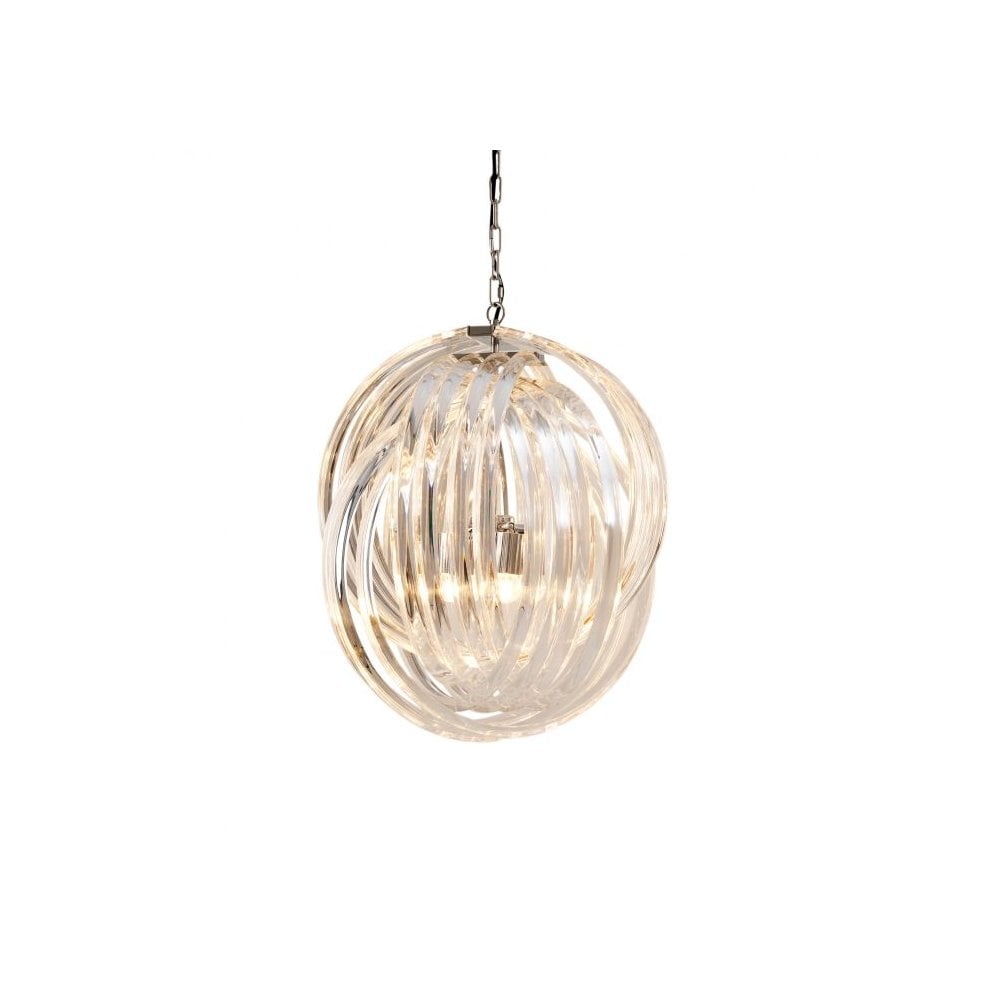 Chandelier Marco Polo M, Clear Acrylic, Nickel Finish