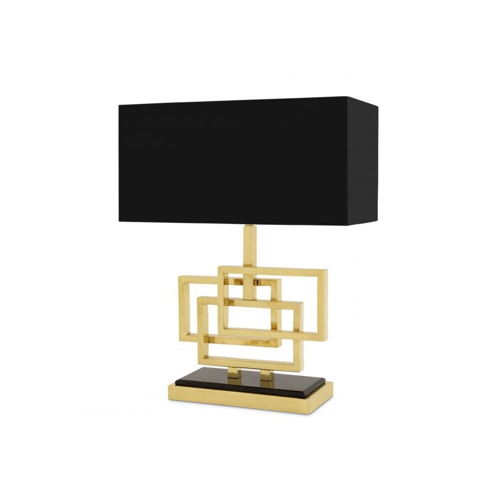 Table Lamp Windolf, Polished Brass, Granite Base