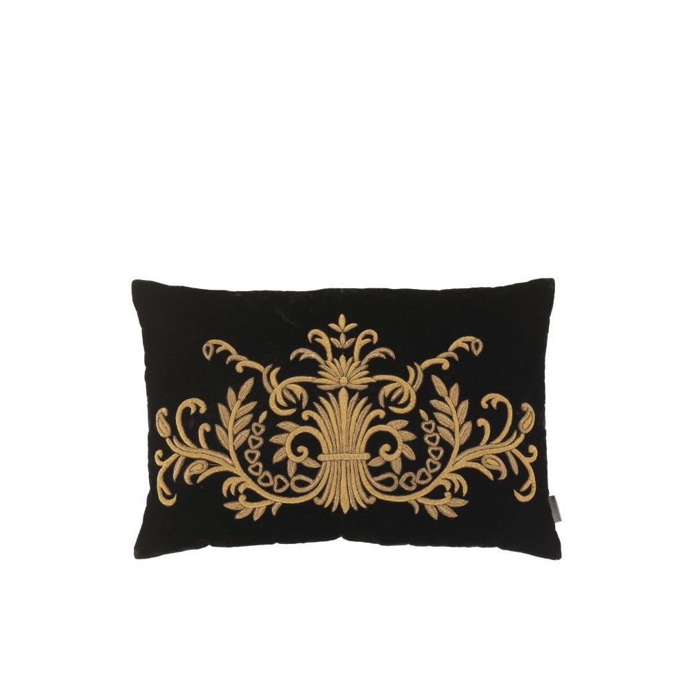 Pillow Gauthier, Black Velvet, Gold Colour Thread