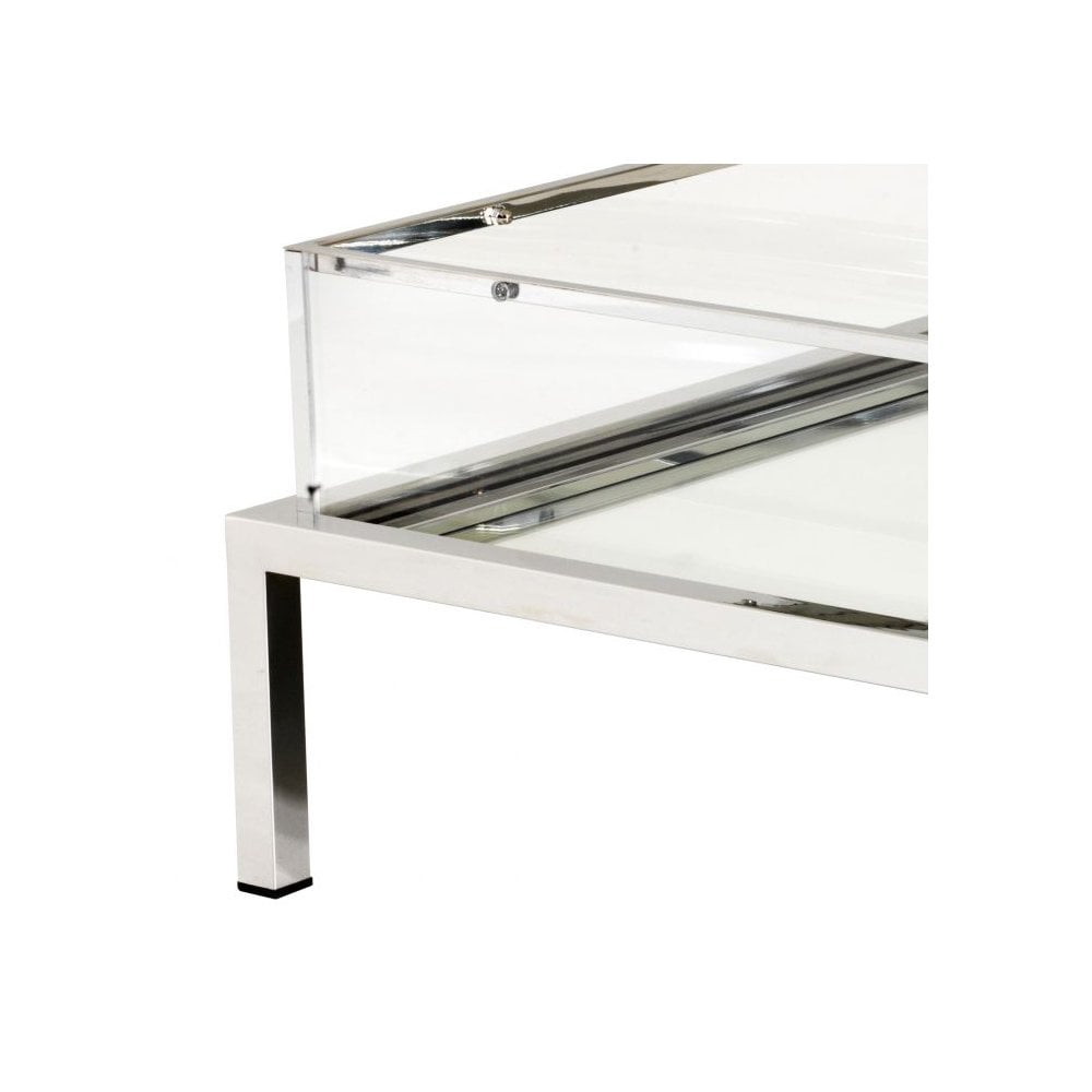 Coffee Table Harvey rectangular, Polished Stainless Steel