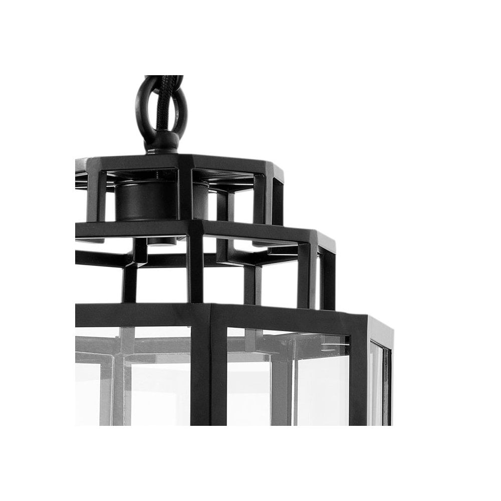 Lantern Monticello S, Black Finish, Clear Glass