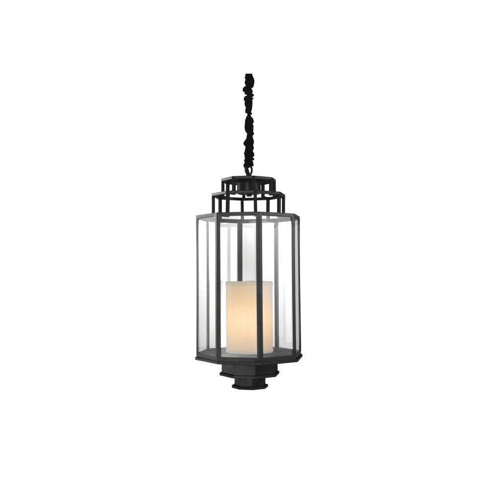 Lantern Monticello M, Black Finish, Clear Glass