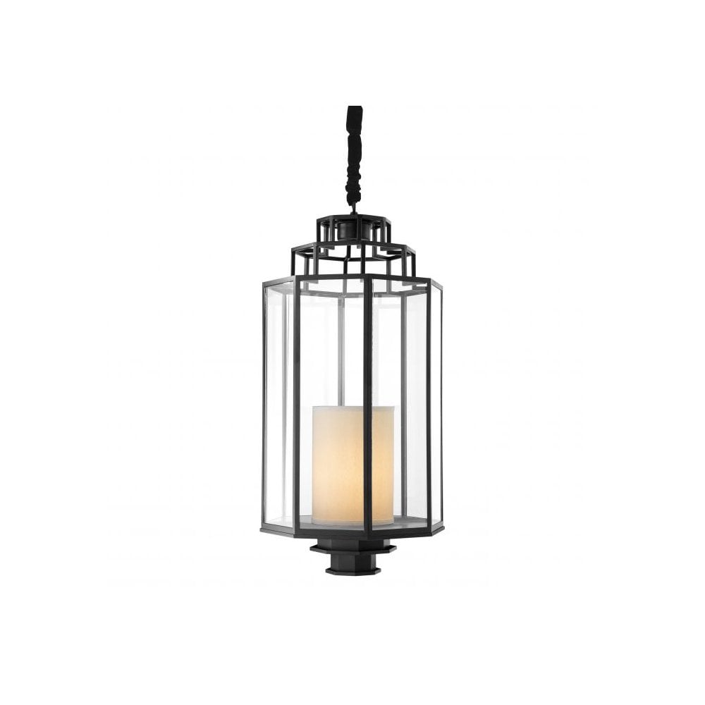 Lantern Monticello L, Black Finish, Clear Glass