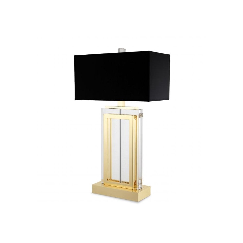 Table Lamp Arlington, Crystal Glass, Gold Finish