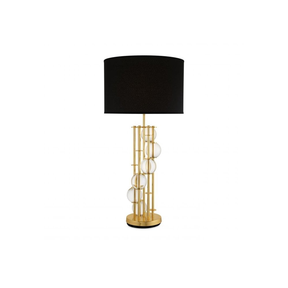 Table Lamp Lorenzo, Gold Finish, Clear Crystal Glass