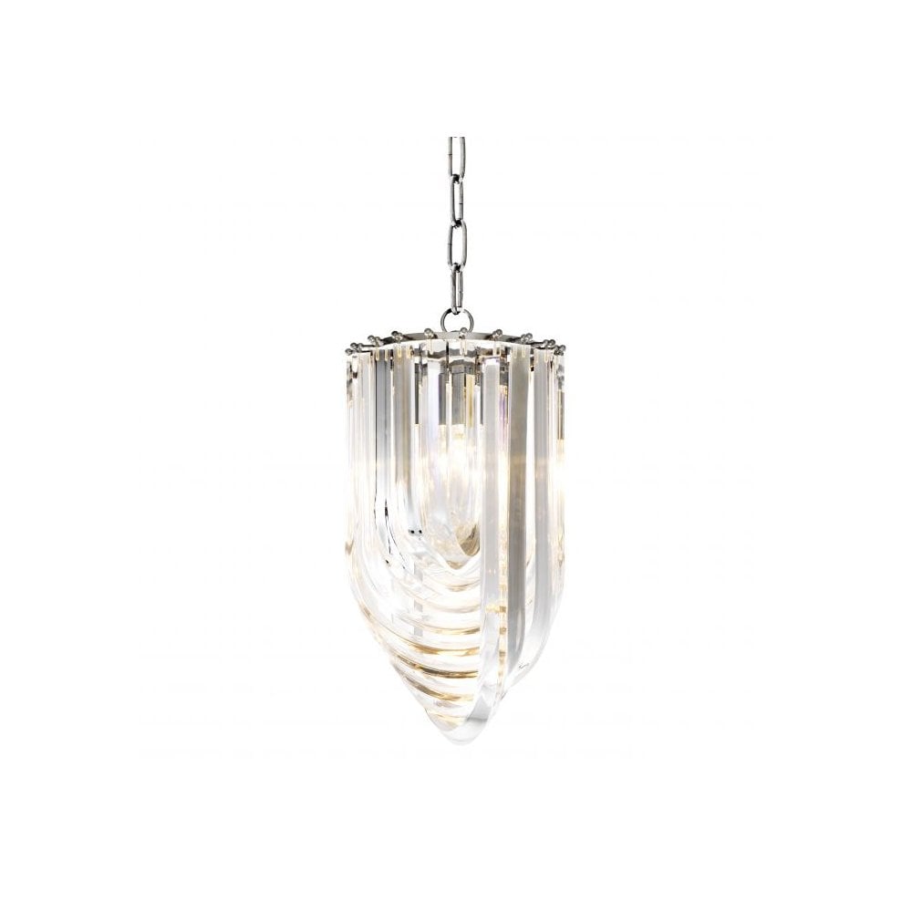 Chandelier Murano ø 25 cm, Clear Acrylic, Nickel Finish