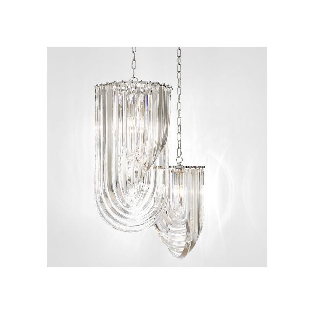 Chandelier Murano ø 25 cm, Clear Acrylic, Nickel Finish