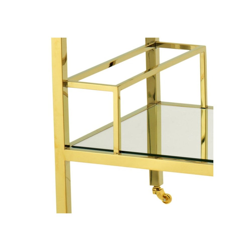 Trolley Majestic, Gold Finish, Mirror Glass