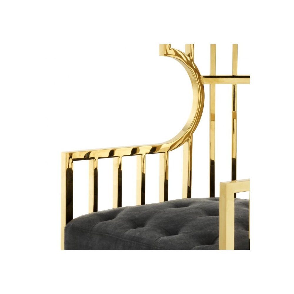 Chair Bora Bora, Gold Finish, Black Velvet