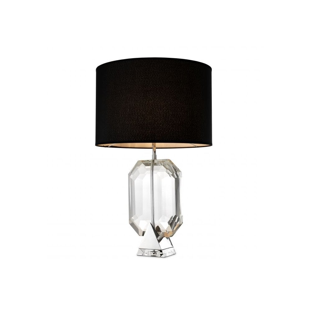 Table Lamp Emerald, Nickel Finish, Clear Crystal Glass